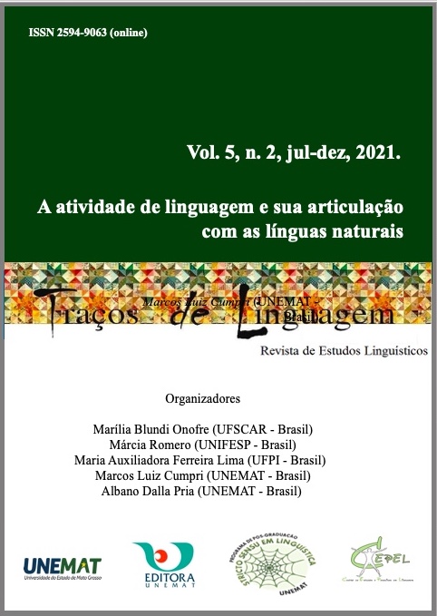 					Visualizar v. 5 n. 2 (2021): A atividade de linguagem e sua articulação com as línguas naturais
				