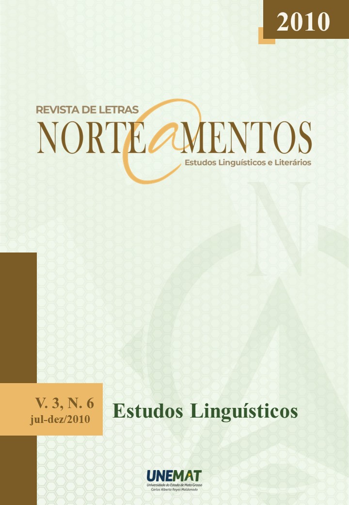 					View Vol. 3 No. 6 (2010): ESTUDOS LINGUÍSTICOS
				